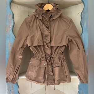 BANANA REPUBLIC Women's Ruffle-Trim Drawstring Waist Jacket - Brown